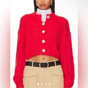 Free People Willow Cardi in Fiery Red